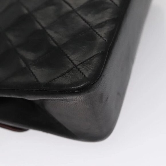 CHANEL Chain Matelasse Shoulder Bag Lamb Skin Black Gold CC Auth PP133 - Picture 10 of 16